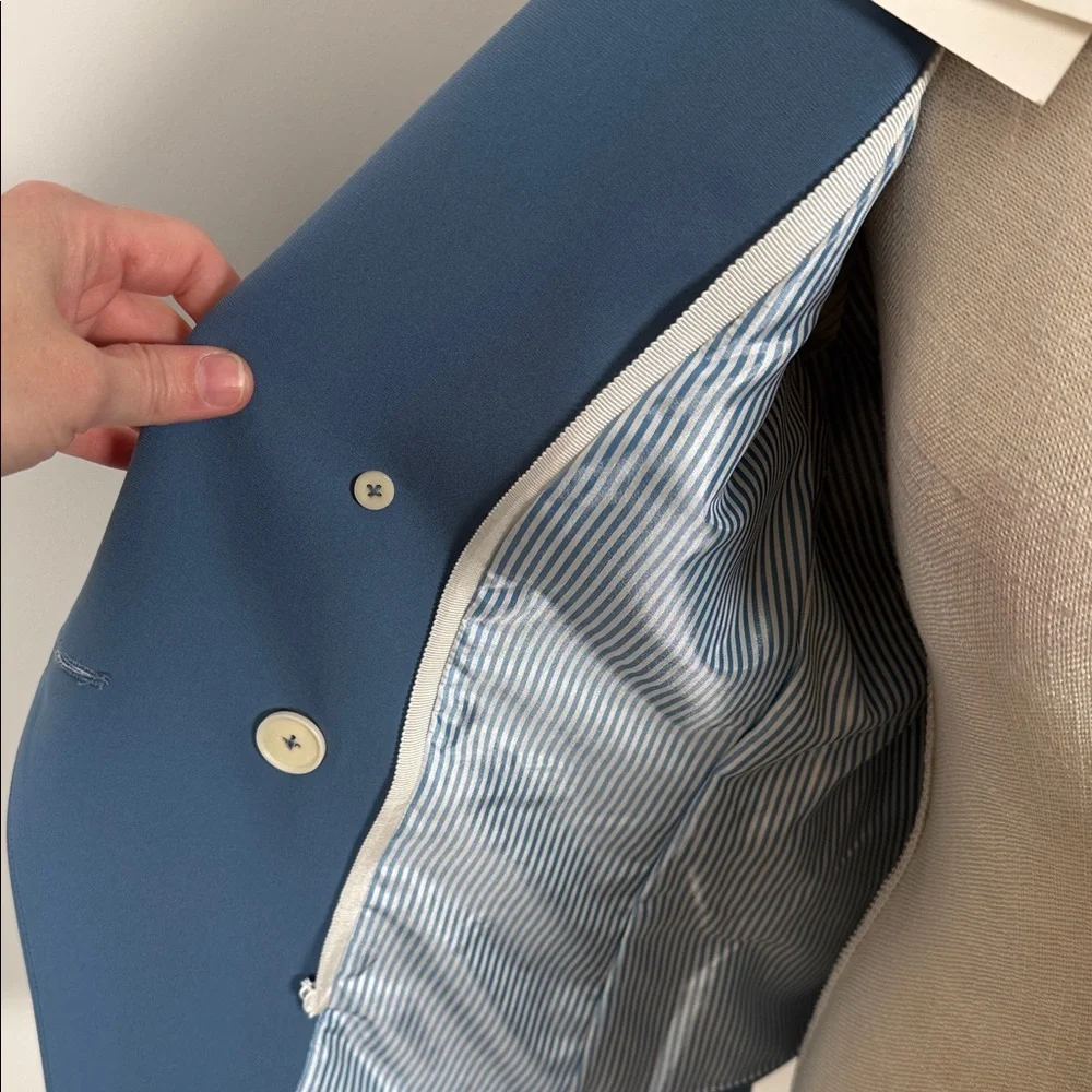 NEW w/Tags (MISSING 2 Buttons) Veronica Beard Double-Breasted Slate Blue Blazer - Picture 6 of 7
